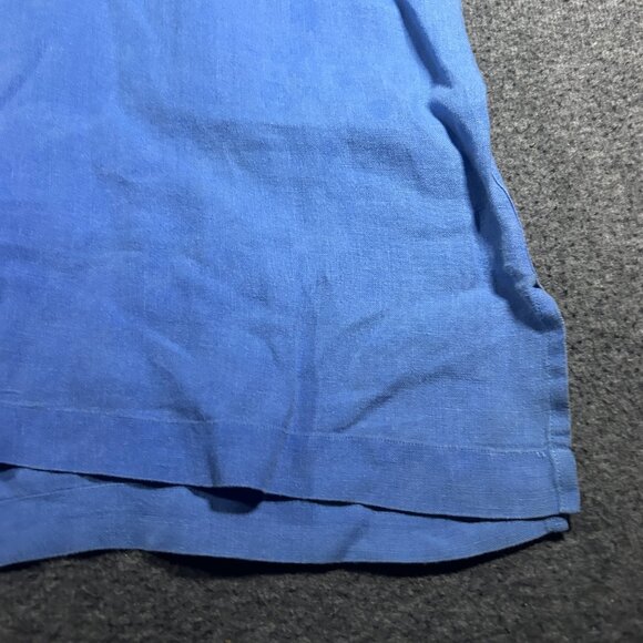 VTG Polo Ralph Lauren Shirt Mens L Caldwell Blue Loop Collar Linen Button Camp - Picture 3 of 9